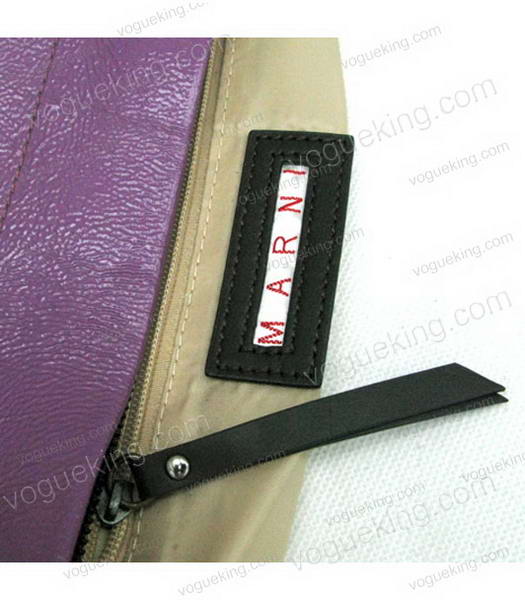 Marni Shiny Nappa Leather Shoulder Handbag Purple-5