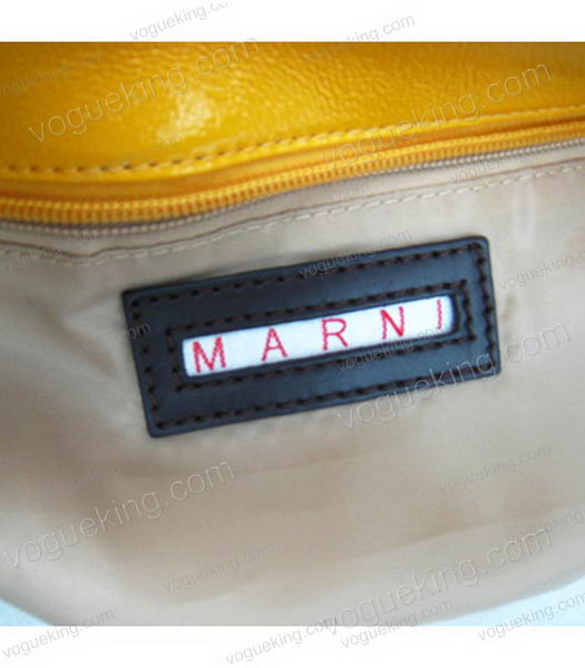 Marni Shiny Nappa Leather Shoulder Handbag Yellow-5