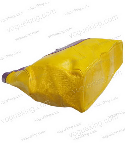 Marni Yellow Lambskin Rugosity Purple Patent Large Handbag-2
