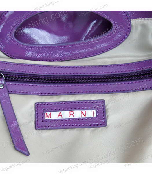 Marni Yellow Lambskin Rugosity Purple Patent Large Handbag-4
