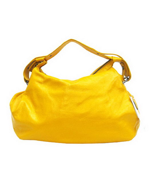 Marni Yellow Shiny Leather Shoulder Hobo Bag