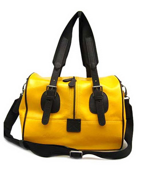 Marni Zip Textured Bag With Yellow Patent Leather
