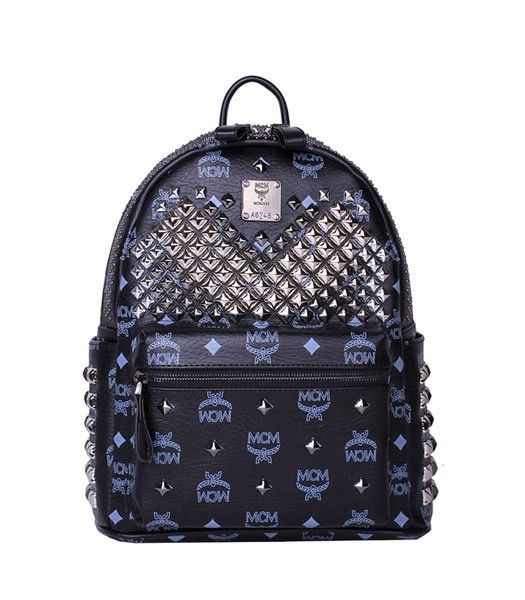 MCM Exclusive Full Studs Small Backpack Black Leather