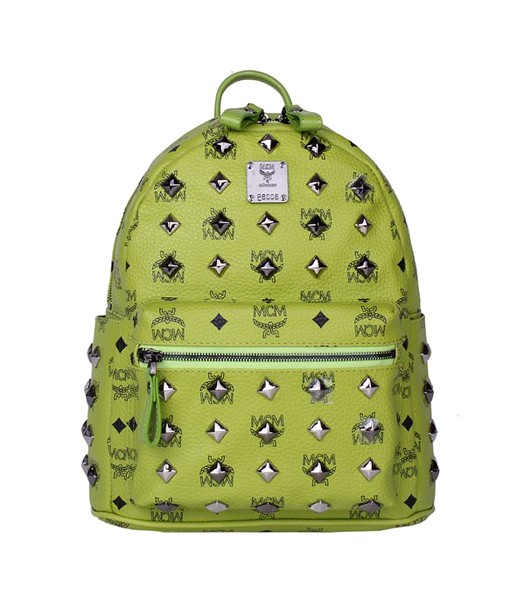MCM Stark All Over Studs Leather Small Backpack Green