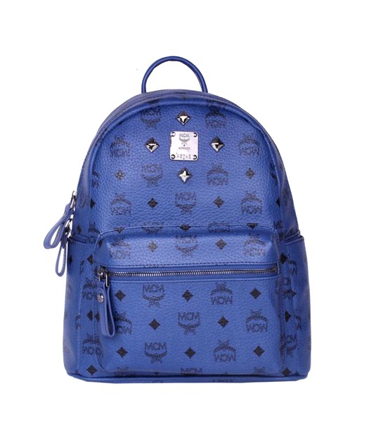 MCM Stark Sprinkle Stud Small Backpack In Sapphire Blue Leather