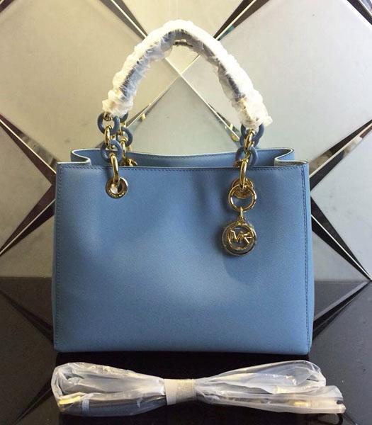 Michael Kors 24cm Light Blue Leather Small Tote Bag