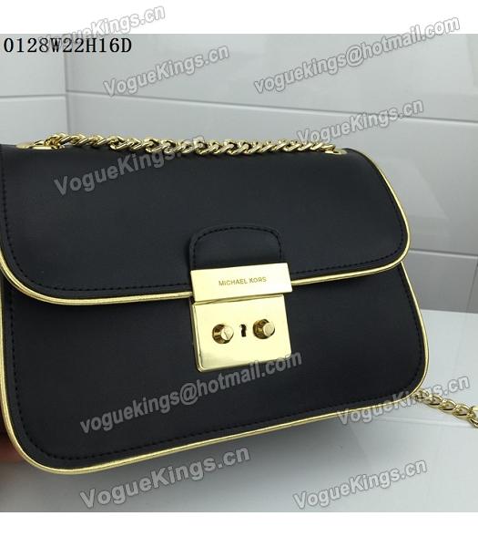 Michael Kors Black Leather Golden Chains Small Bag-4