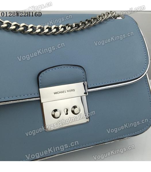 Michael Kors Blue Leather Silver Chains Small Bag-4