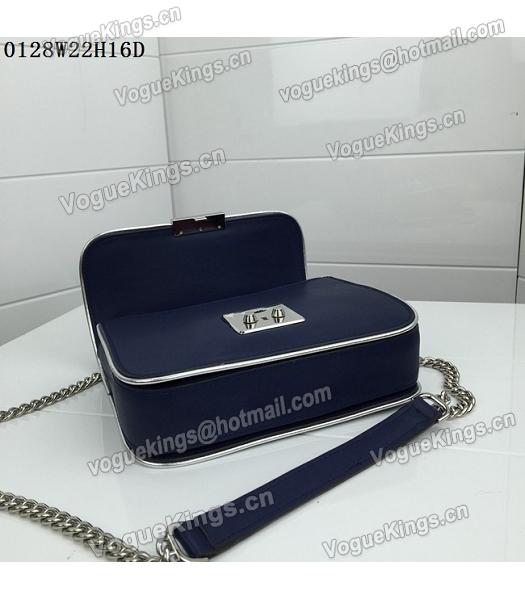 Michael Kors Dark Blue Leather Silver Chains Small Bag-2