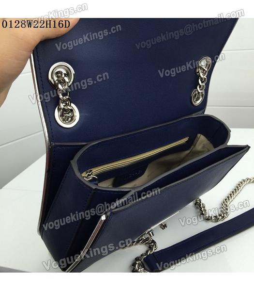 Michael Kors Dark Blue Leather Silver Chains Small Bag-4