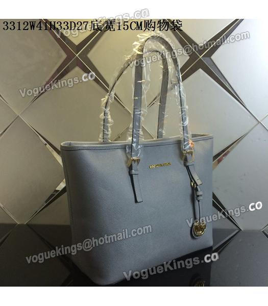 Michael Kors Grey Blue Leather Large Shopping Bag-1