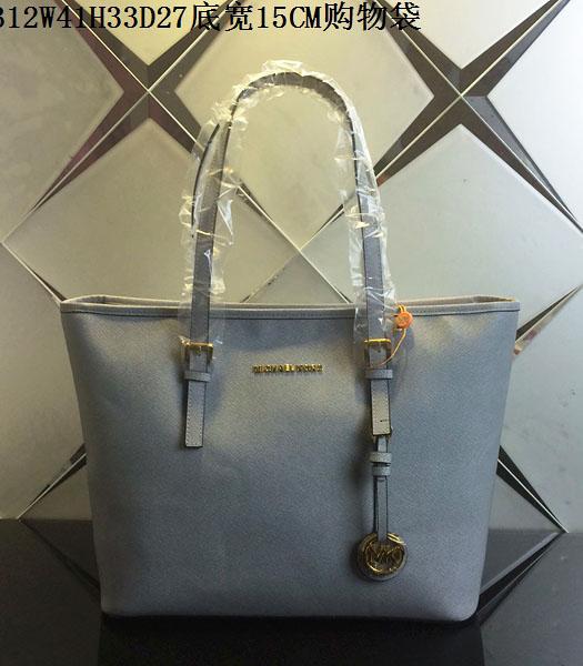 Michael Kors Grey Blue Leather Large Shopping Bag