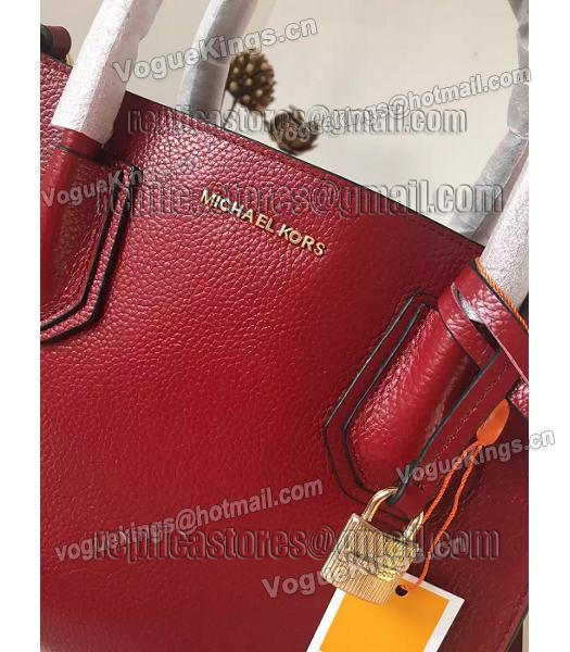 Michael Kors Mercer Litchi Veins Calfskin Leather Tote Bag Red-4