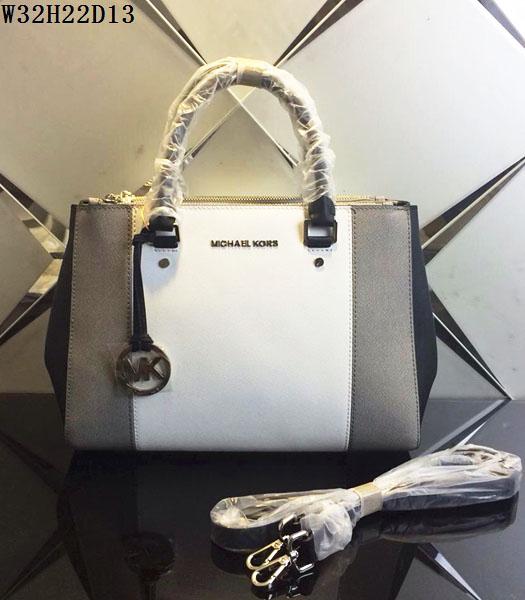 Michael Kors White&Khaki Leather Top Handle Bag