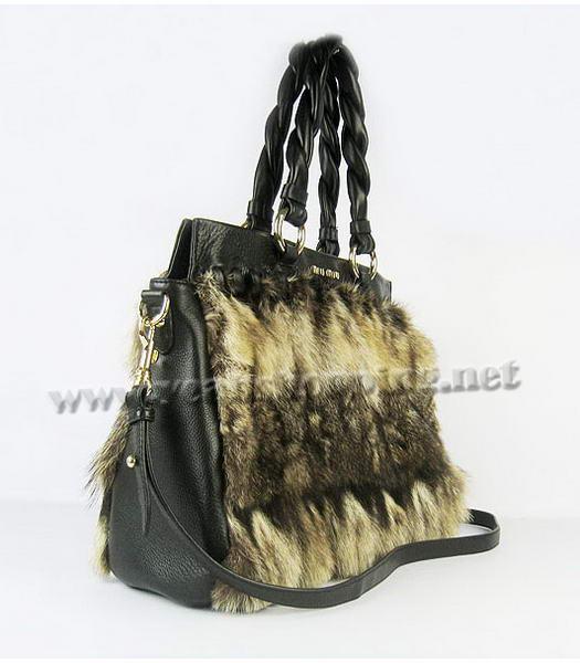Miu Miu Black Calf Leather Tote Bag with Hair-1