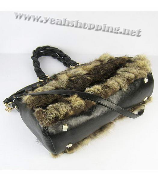Miu Miu Black Calf Leather Tote Bag with Hair-3