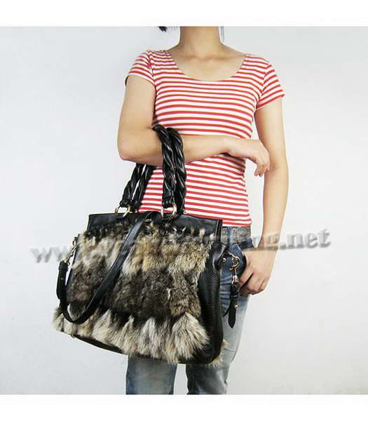 Miu Miu Black Calf Leather Tote Bag with Hair-8