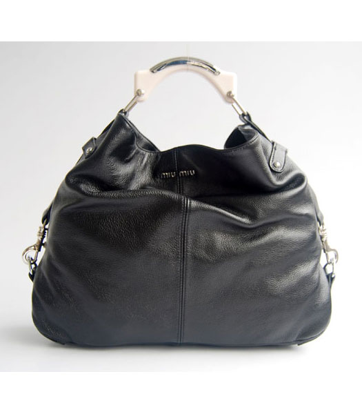 Miu Miu Black Leather Hobo Handbag