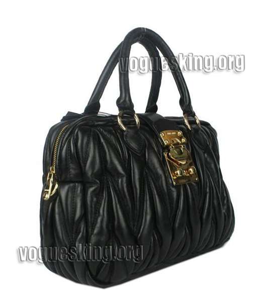 Miu Miu Black Matelasse Lambskin Leather Handbag-1