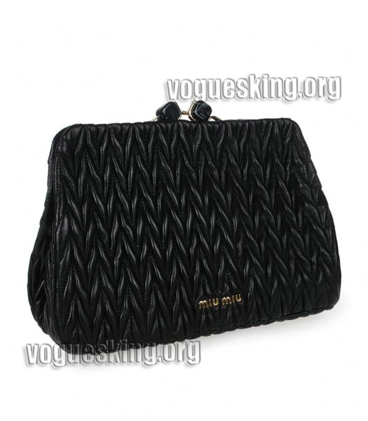 Miu Miu Black Matelasse Lambskin Leather Tote Handbag-1