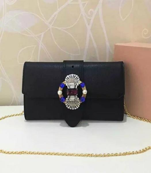 Miu Miu Black Original Leather Pearls Chains Bag