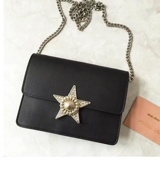Miu Miu Black Original Leather Star Decorative Bag