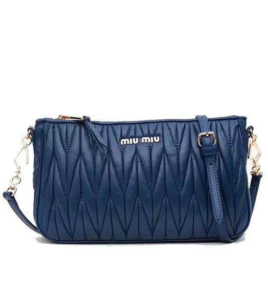 Miu Miu Blue Matelasse Original Leather Shoulder Bag