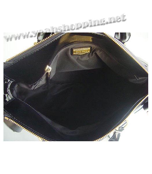 Miu Miu Butterfly Bow Satchel Handbag Black Patent-4