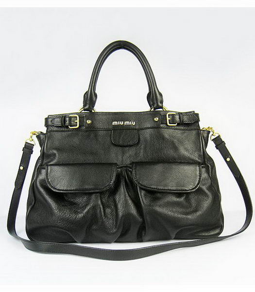 Miu Miu Calfskin Handbag Black