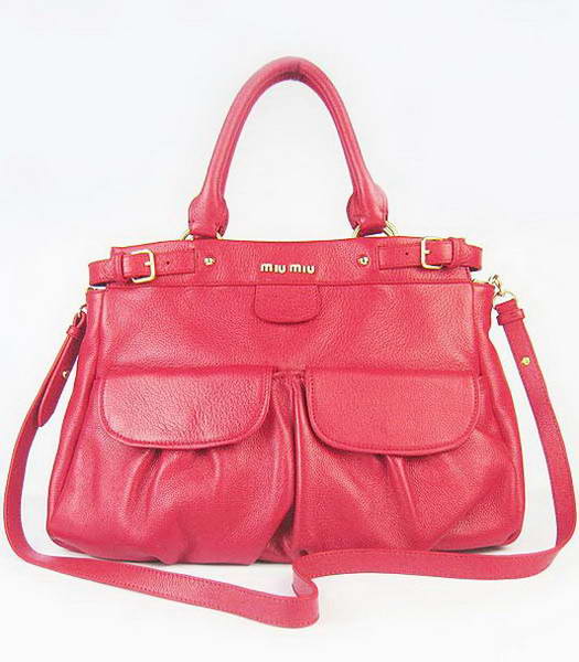 Miu Miu Calfskin Handbag Red