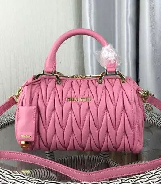 Miu Miu Cherry Pink Original Matelasse Leather Top Handle Bag