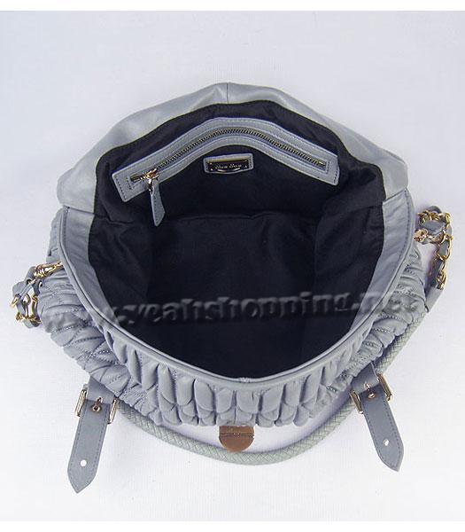 Miu Miu Convertible Crystal Detail Large Tote Bag in Grey Lambskin-6