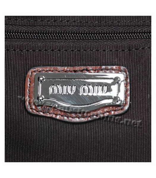 Miu Miu Croco Veins Leather Double Handle Bag Coffee-4