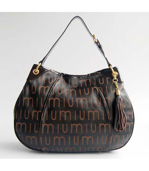 Miu Miu Dark Coffee Leather Shoulder Handbag