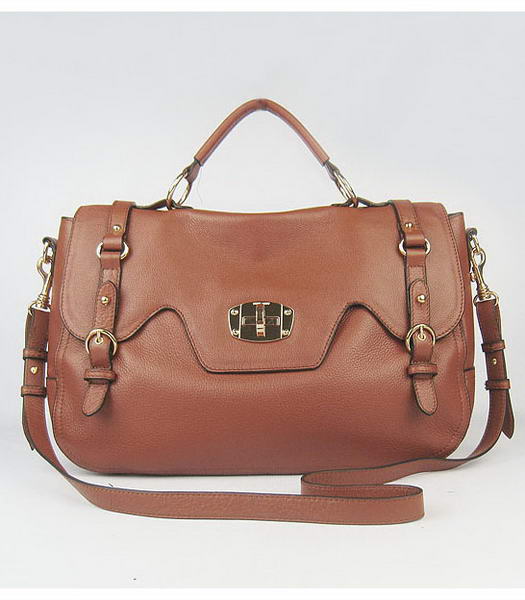 Miu Miu Deerskin Leather Tote Bag in Brown