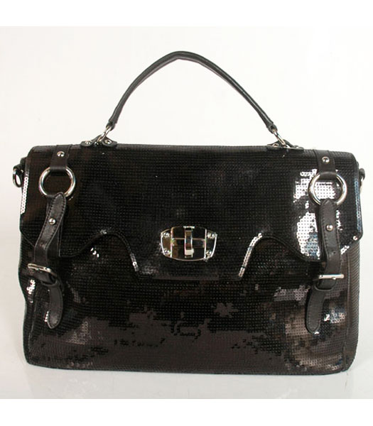 Miu Miu Discount Sequin Hobo Bag in Black