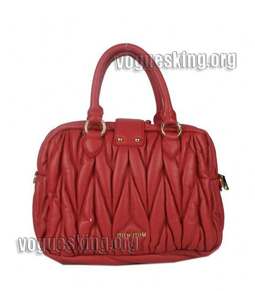 Miu Miu Fuchsia Matelasse Lambskin Leather Handbag-2
