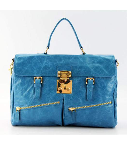 Miu Miu Genuine Leather Shoulder Bag in Sky Blue