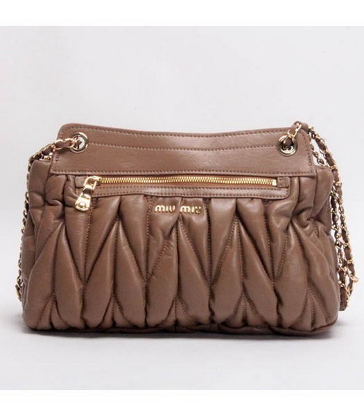Miu Miu Lambskin Apricot Leather Handbag with Chains -2