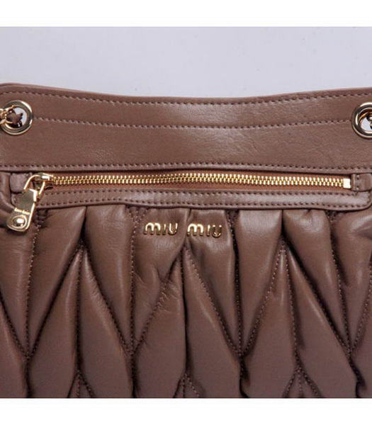 Miu Miu Lambskin Apricot Leather Handbag with Chains -4