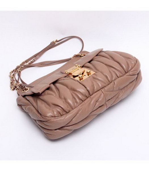 Miu Miu Lambskin Apricot Leather Handbag with Chains -5