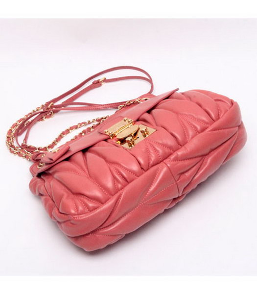Miu Miu Lambskin Fuchsia Leather Handbag with Chains-3