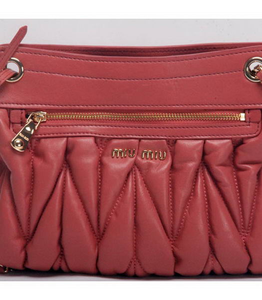 Miu Miu Lambskin Fuchsia Leather Handbag with Chains-5