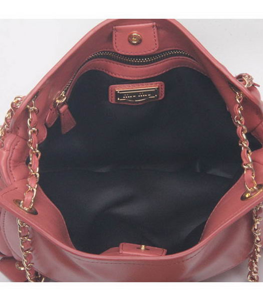 Miu Miu Lambskin Fuchsia Leather Handbag with Chains-6