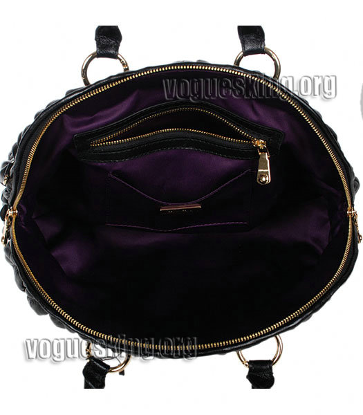 Miu Miu Large Bowler Bag In Black Matelasse Lambskin Leather-4