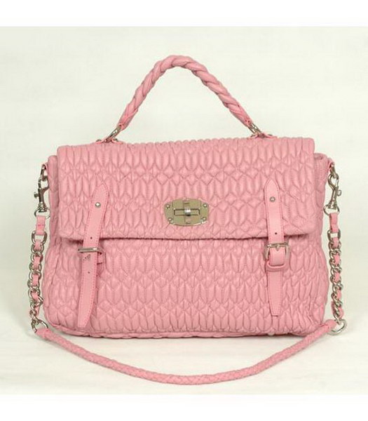 Miu Miu Large Briefcase Bag Pink Lambskin