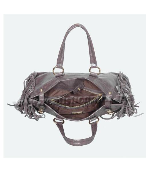 Miu Miu Large Shiny Leather Tote Tassel Bag Purple-4