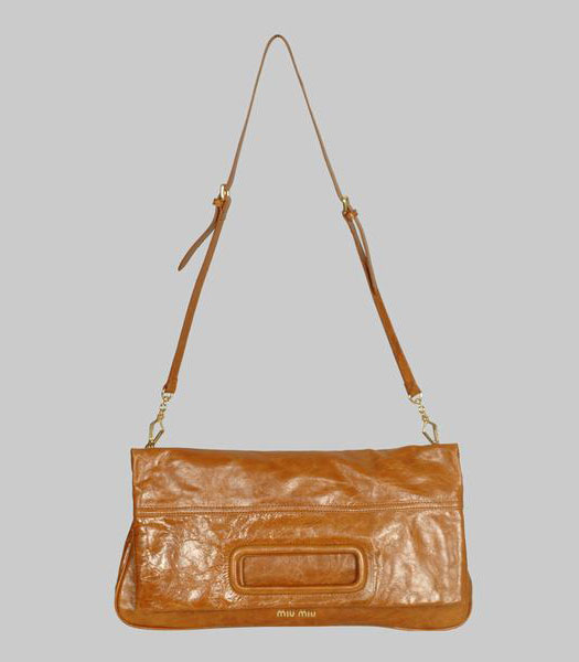 Miu Miu Large Shoulder Handbag Earth Yellow Oil Wax Leather