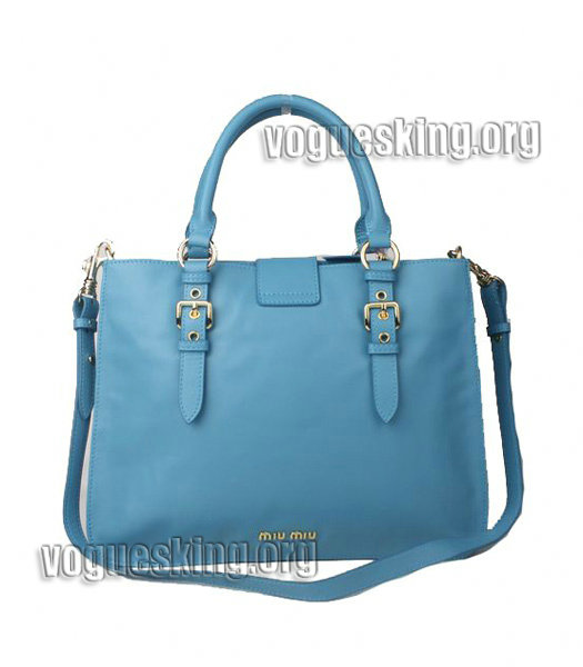 Miu Miu Large Sky Blue Calfskin Leather Tote Shoulder Bag-1