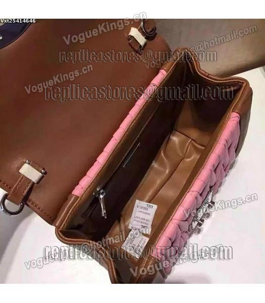Miu Miu Matelasse Coffee&Pink Original Leather 23cm Small Bag-5